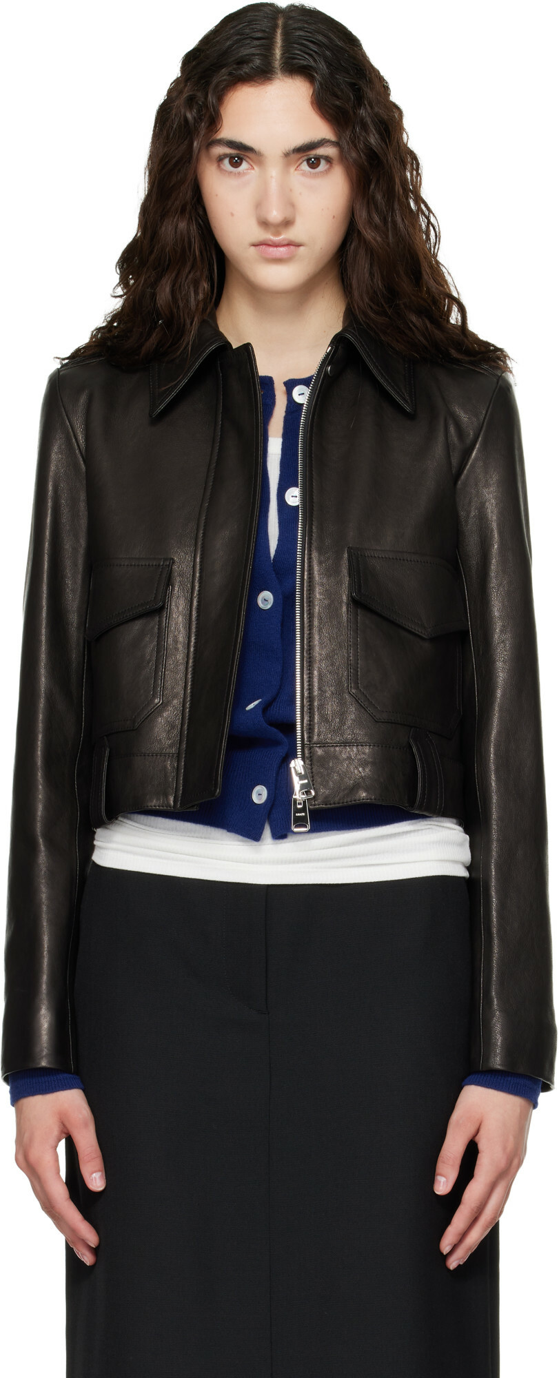 KHAITE Black Cordelia Leather Jacket