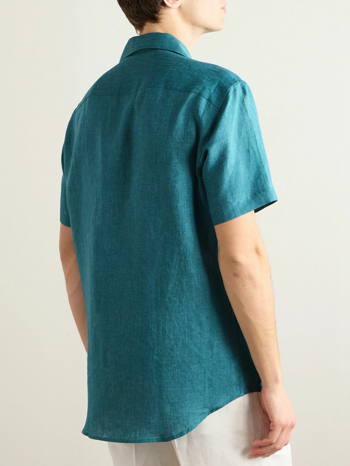 Brioni - Capri Camp-Collar Linen Shirt - Blue