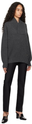 Victoria Beckham Gray Shawl Neck Knitted Sweater
