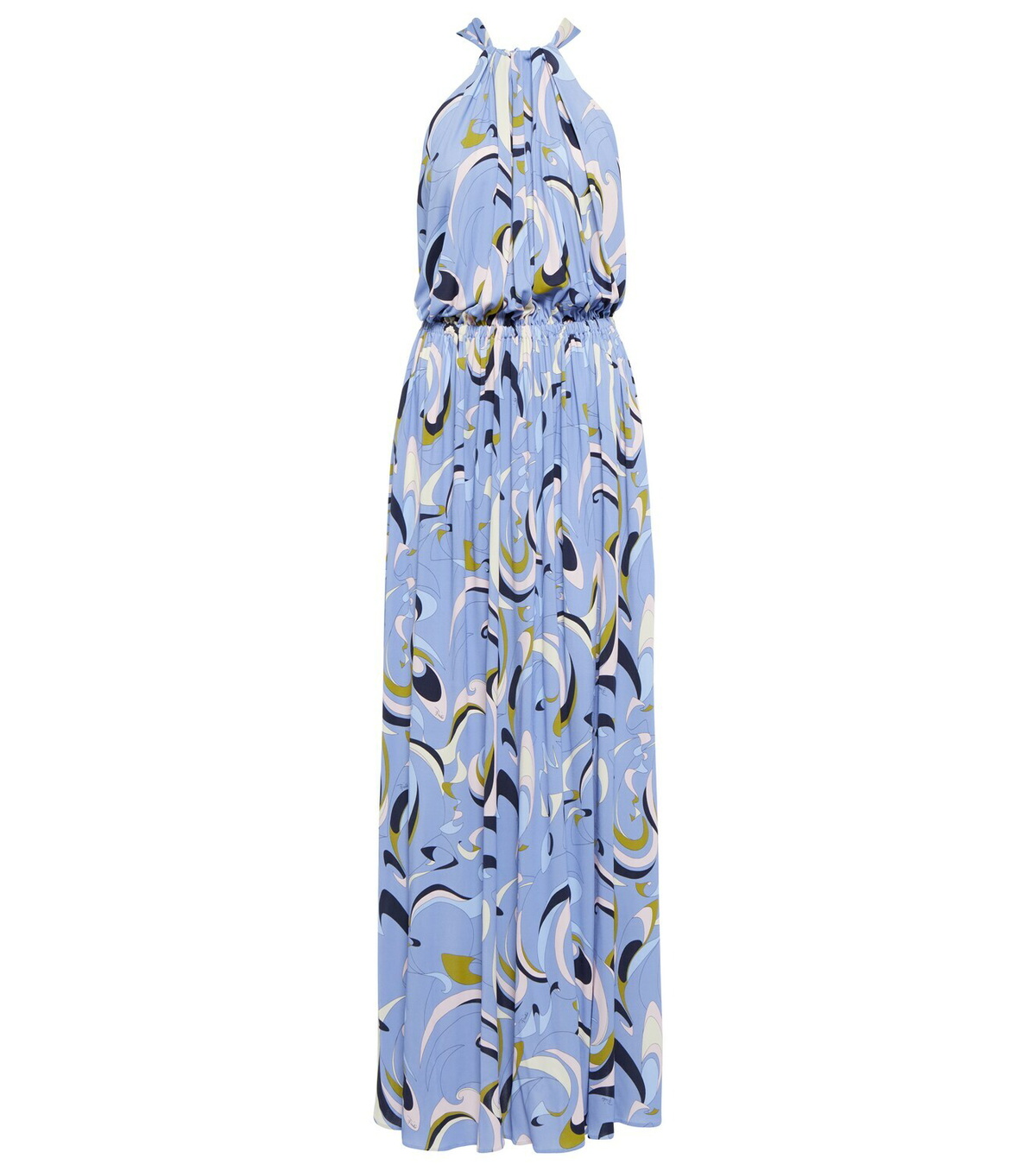 EMILIO PUCCI★素敵！Floral Grasshopper Blue Maxi Dress EMILIO PUCCI Floral Grasshopper Blue Silk Jersey Gown Maxi