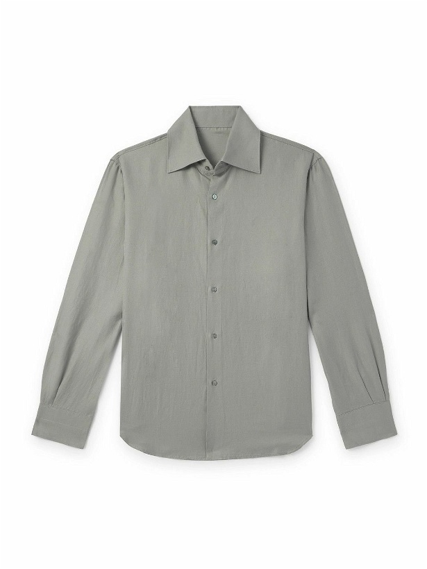 Photo: Stòffa - Spread-Collar Cotton and Linen-Blend Shirt - Gray