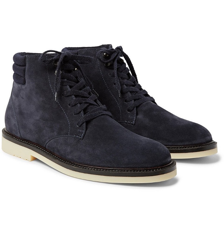 Photo: Loro Piana - Icer Walk Cashmere-Lined Water-Repellent Suede Boots - Men - Navy