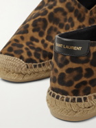 SAINT LAURENT - Leather-Trimmed Leopard-Print Suede Espadrilles - Animal print