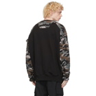 Juun.J Black and Camo Print Sweatshirt