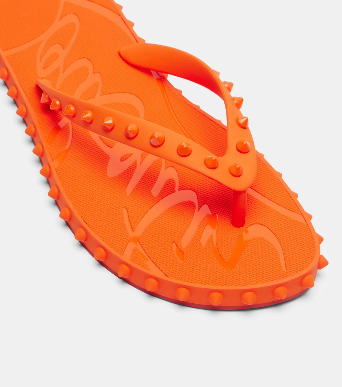 Christian Louboutin/エスパドリーユ/Orange Christian Louboutin Neon Orange Suede Louis Junior Spikes Sneakers