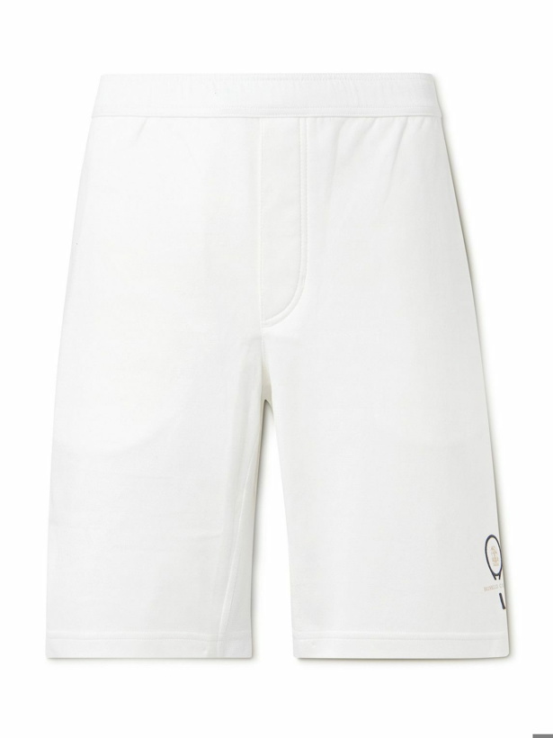 Photo: Brunello Cucinelli - Logo-Embroidered Mesh-Trimmed Cotton-Jersey Shorts - White