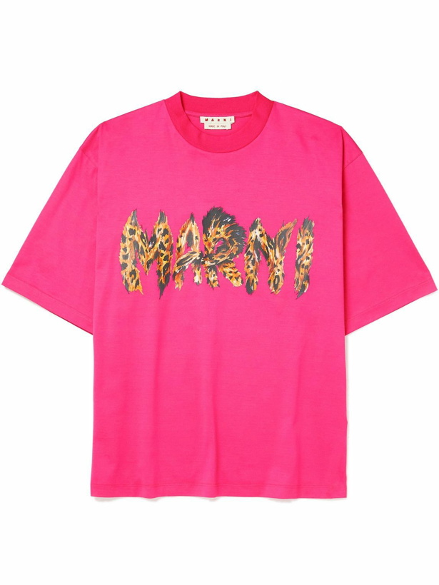 Photo: Marni - Logo-Print Cotton-Jersey T-Shirt - Pink