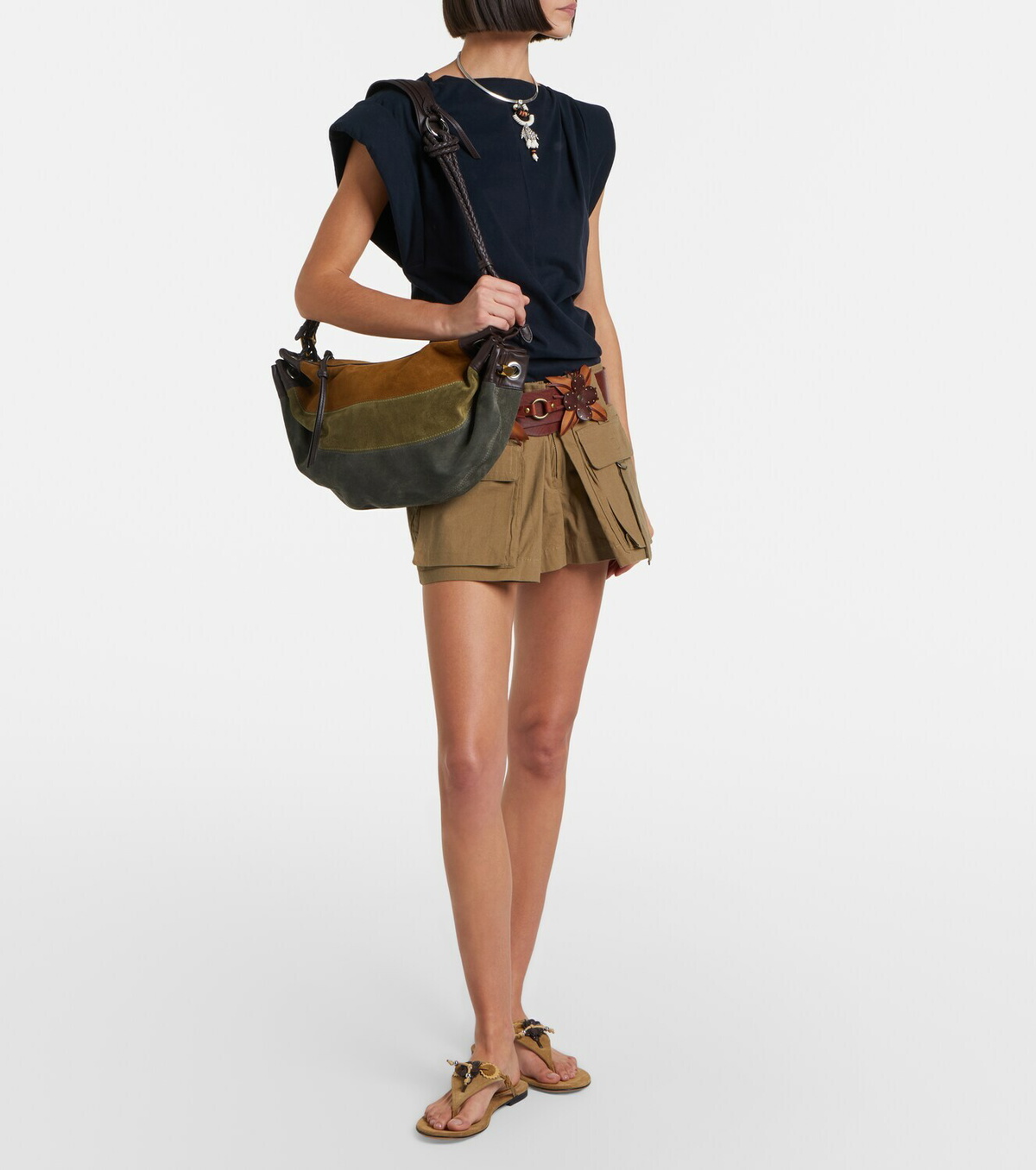 Isabel Marant Maia Medium patchwork suede shoulder bag