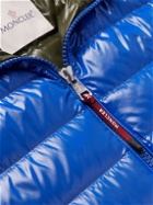 Moncler - Galion Logo-Appliquéd Quilted Glossed-Shell Hooded Down Jacket - Blue