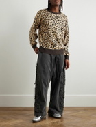 Wacko Maria - Logo-Appliquéd Leopard-Jacquard Cotton Sweater - Animal print