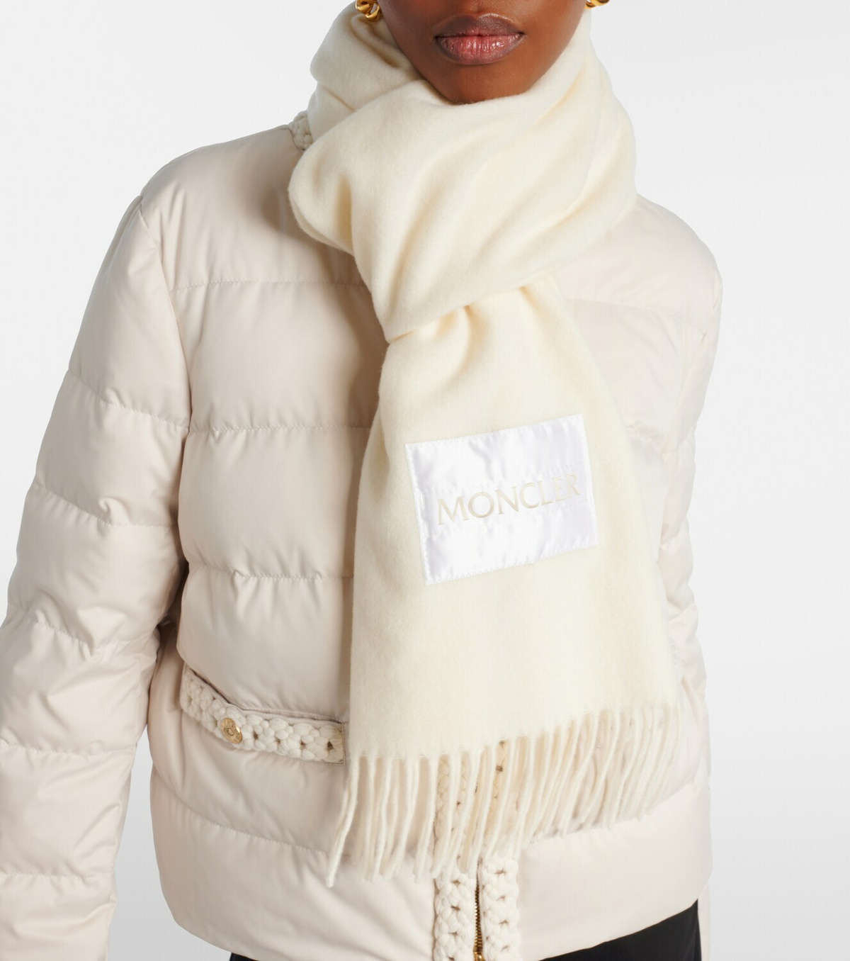 Moncler Logo virgin wool felt scarf