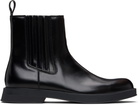 Hugo Black Embossed-Logo Faux-Leather Chelsea Boots