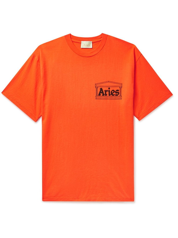 Photo: Aries - Temple Logo-Print Cotton-Jersey T-Shirt - Orange