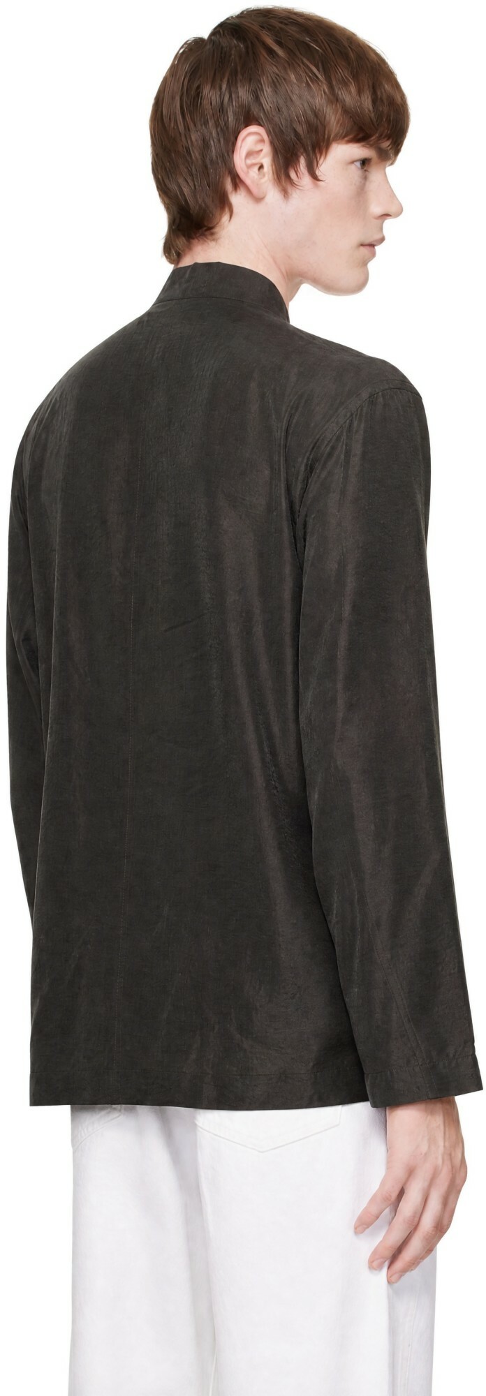 LEMAIRE Brown V-Neck Shirt