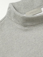 FEAR OF GOD ESSENTIALS - Logo-Flocked Cotton-Blend Jersey Mock-Neck Sweatshirt - Gray