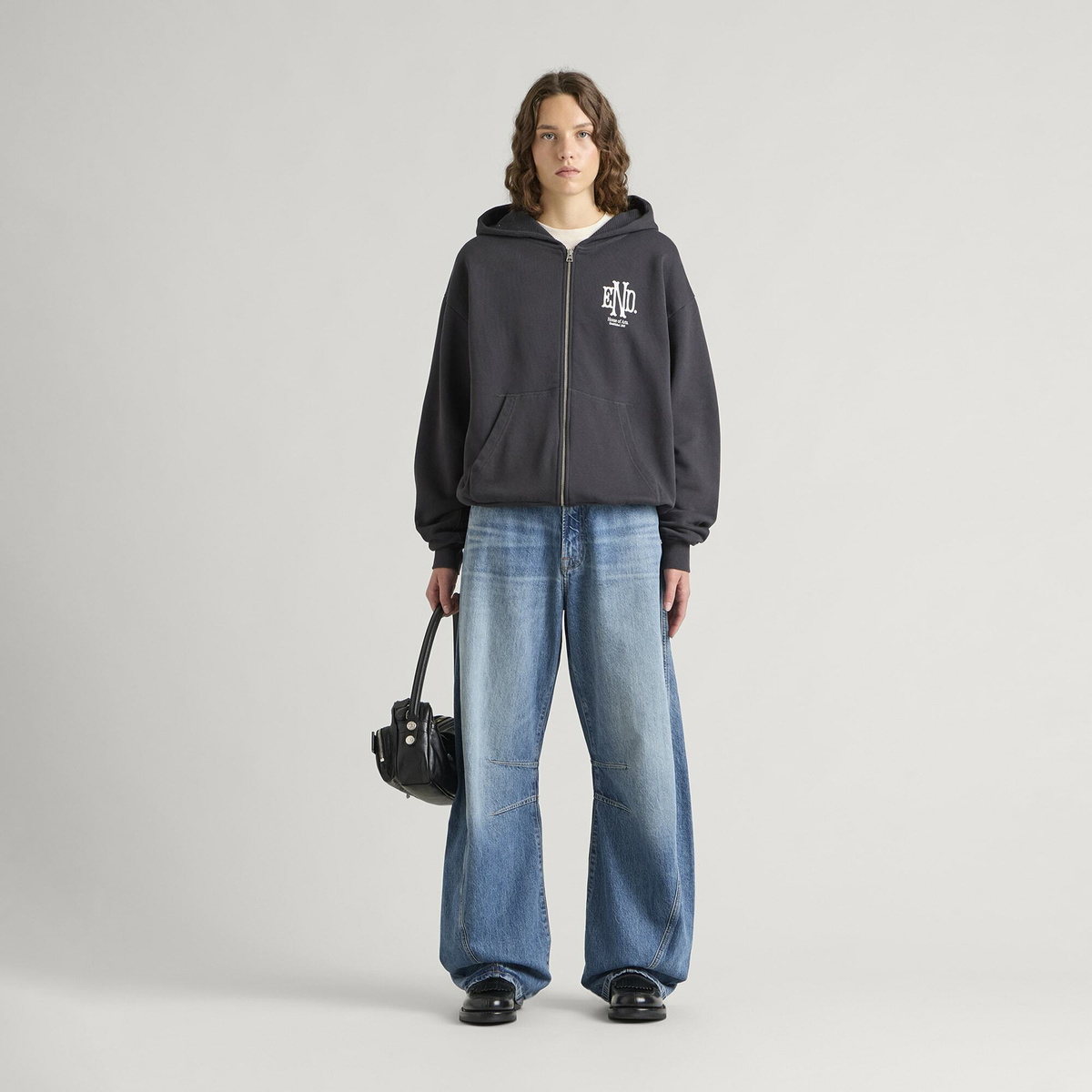 END. Mono Zip Hoodie in Cinder Black