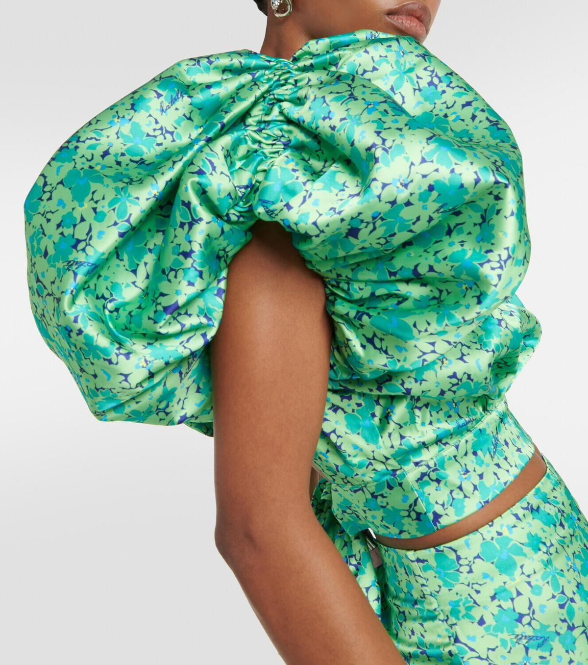 トップス ROTATE FLORAL BROCADE CROP TOP Rotate Birger Christensen Floral satin crop top ROTATE