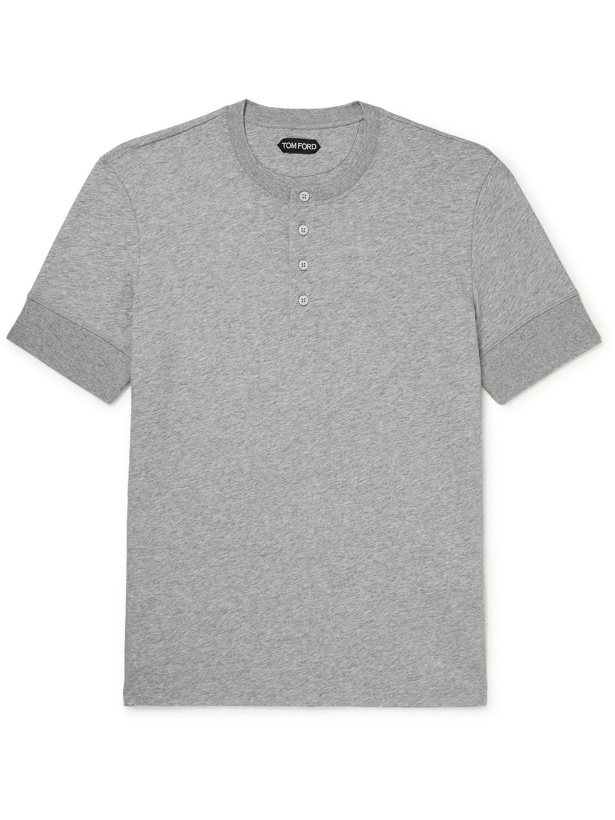 Photo: TOM FORD - Slim-Fit Cotton-Jersey Henley T-Shirt - Gray