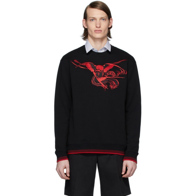 Photo: McQ Alexander McQueen Black and Red Embroidered Graphic Sweatshirt