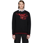 McQ Alexander McQueen Black and Red Embroidered Graphic Sweatshirt
