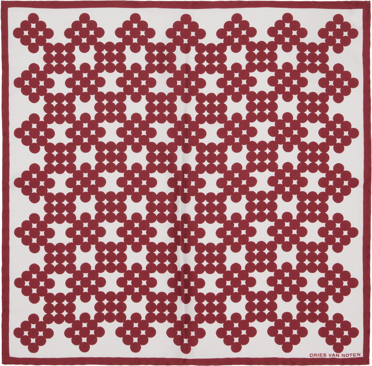 Dries Van Noten Red & White Silk Pocket Square
