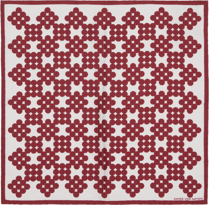 Photo: Dries Van Noten Red & White Silk Pocket Square