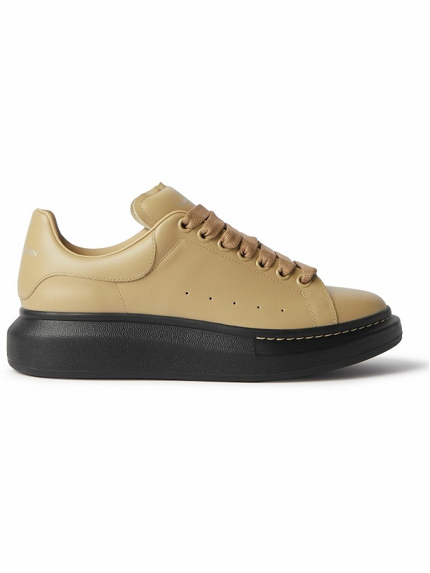 Photo: Alexander McQueen - Exaggerated-Sole Leather Sneakers - Brown