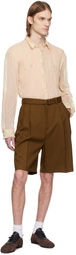 CMMN SWDN SSENSE Exclusive Brown Marshall Pleated Shorts