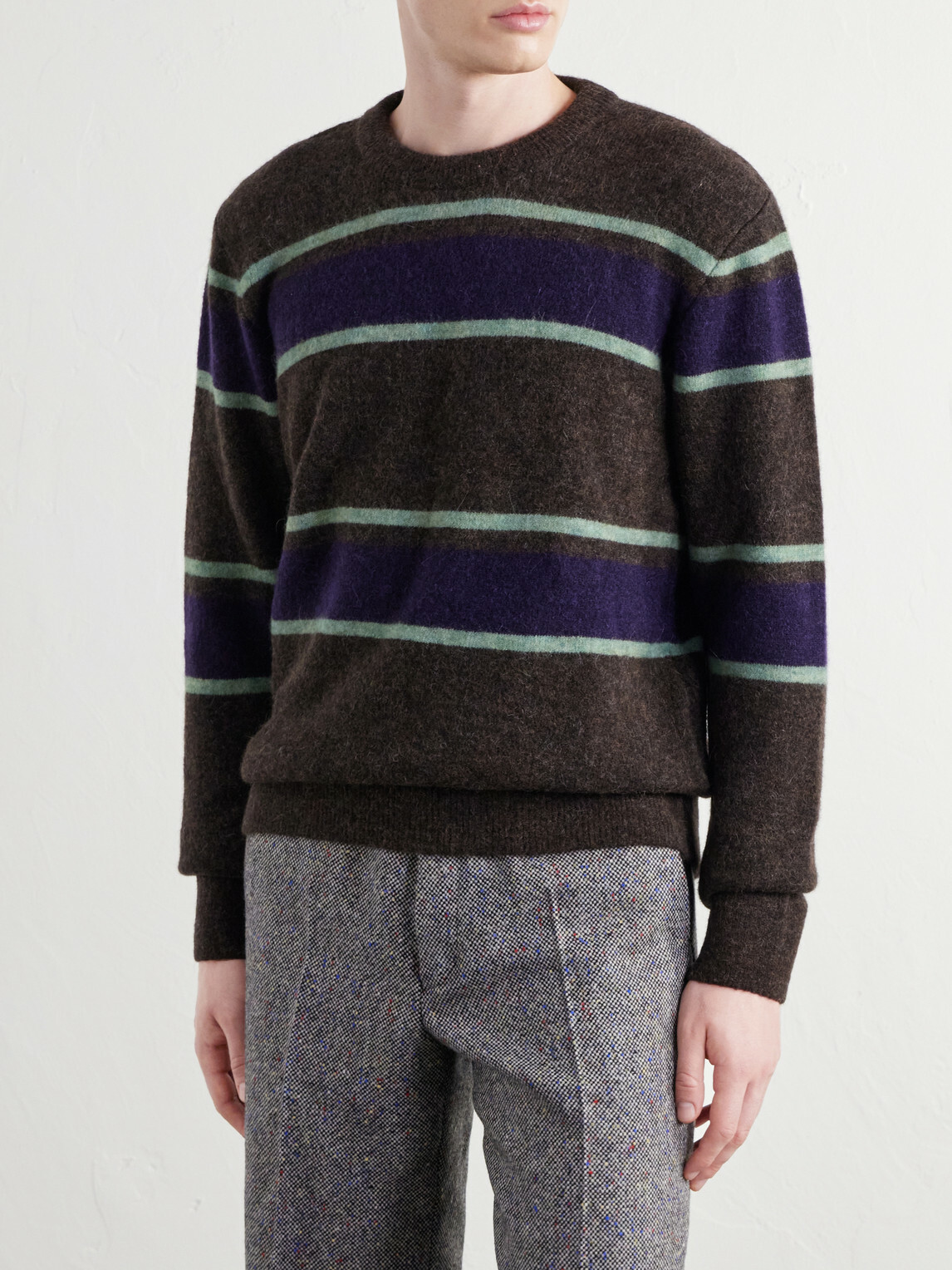 Oliver Spencer - Blenheim Striped Wool-Blend Sweater - Brown