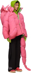 YAKU Pink & Green 6-Arm Reversible Puffer Jacket