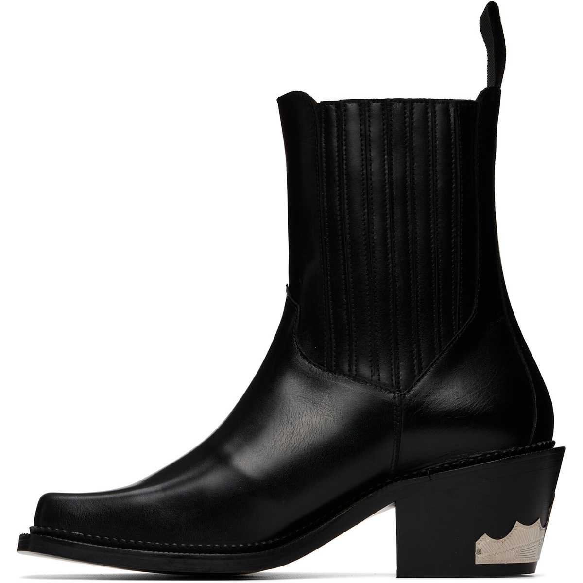 Toga Virilis Black Hard Leather Chelsea Boots