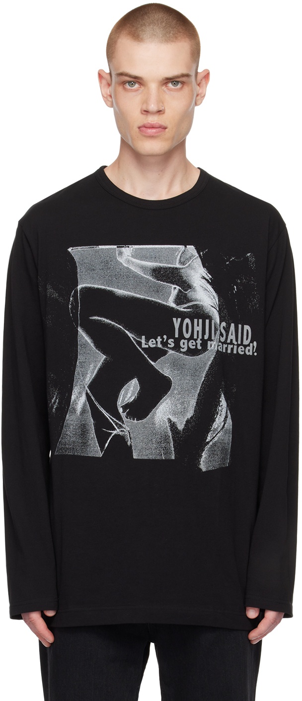 Yohji Yamamoto Black Printed Long Sleeve T-Shirt Yohji Yamamoto
