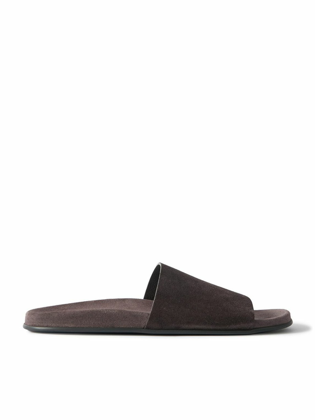 Photo: The Row - Hugh Suede Slides - Brown