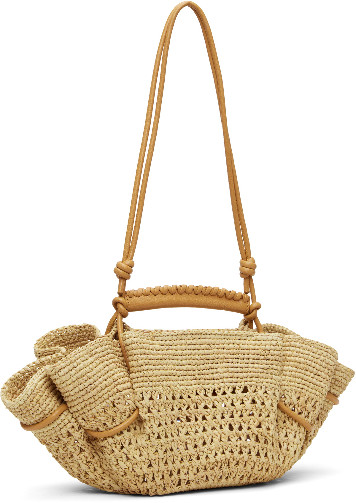 HEREU Beige & Tan Arta Mini Raffia Bag
