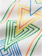 Casablanca - La Fil De La Musique Convertible-Collar Embroidered Linen Shirt - White