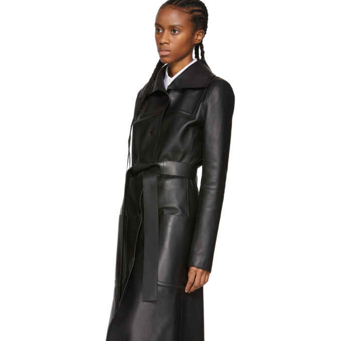 Loewe Black Leather Patch Pocket Coat Loewe