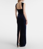 Roland Mouret Scarf-detail velvet corset gown