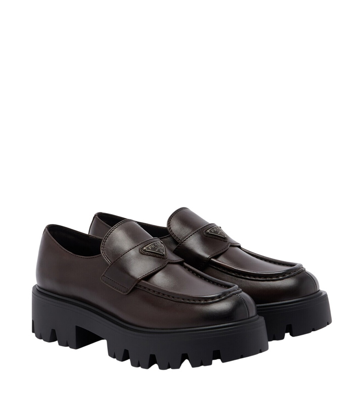 Photo: Prada Logo leather platform loafers