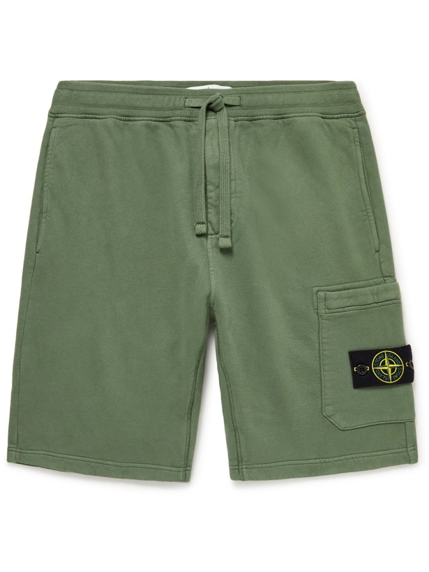 Photo: Stone Island - Logo-Appliquéd Cotton-Jersey Drawstring Shorts - Green