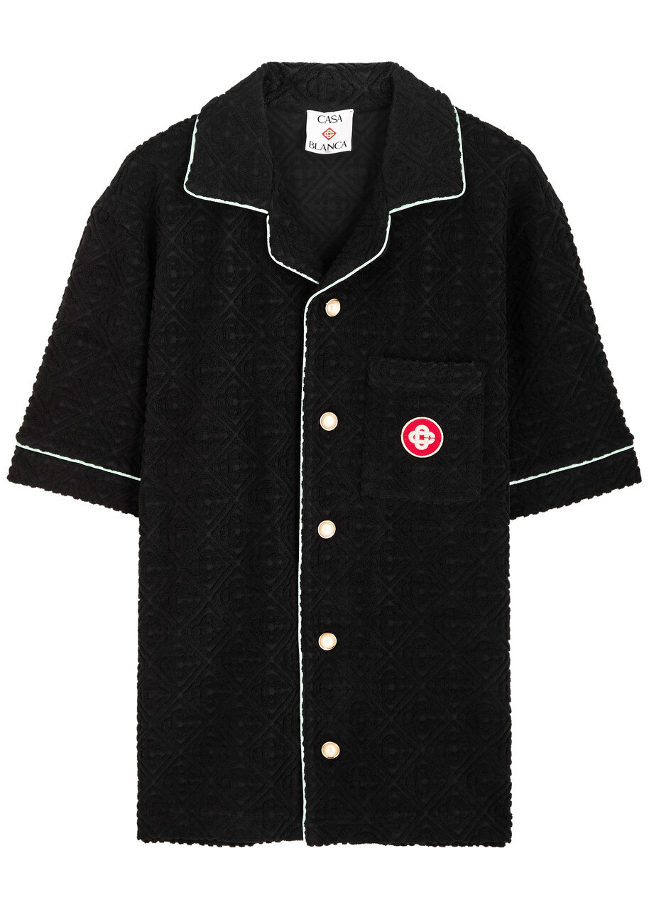 Tシャツ・カットソー Casablanca MONOGRAM TOWELLING SHIRT (MPF25SH08502 BLACK) CASABLANCA - Monogram Jacquard Towelling Short Sleeve Shirt