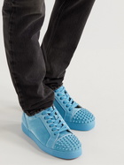 Christian Louboutin - Louis Junior Spikes Cap-Toe Suede Sneakers - Blue