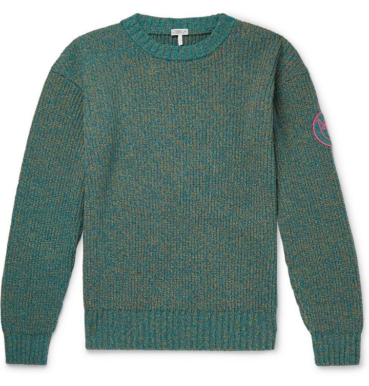 Photo: Loewe - Eye/LOEWE/Nature Logo-Appliquéd Mélange Cotton-Blend Sweater - Green