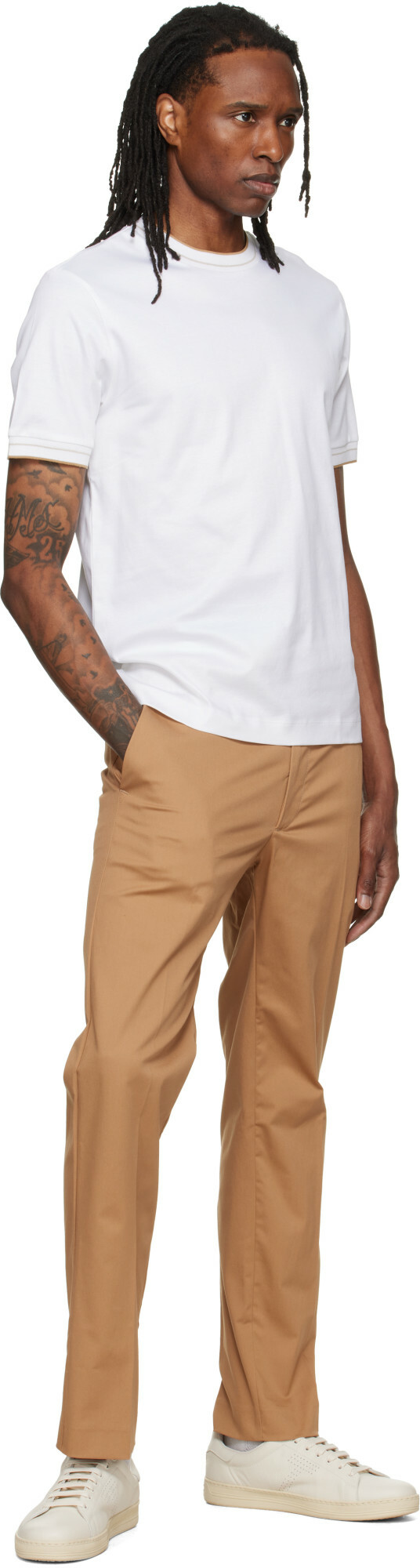 BOSS Tan Creased Trousers