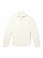 Stòffa - Spread-Collar Cotton and Silk-Blend Piqué Shirt - Neutrals