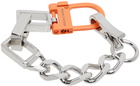 Heron Preston Silver & Orange Multichain Square Bracelet