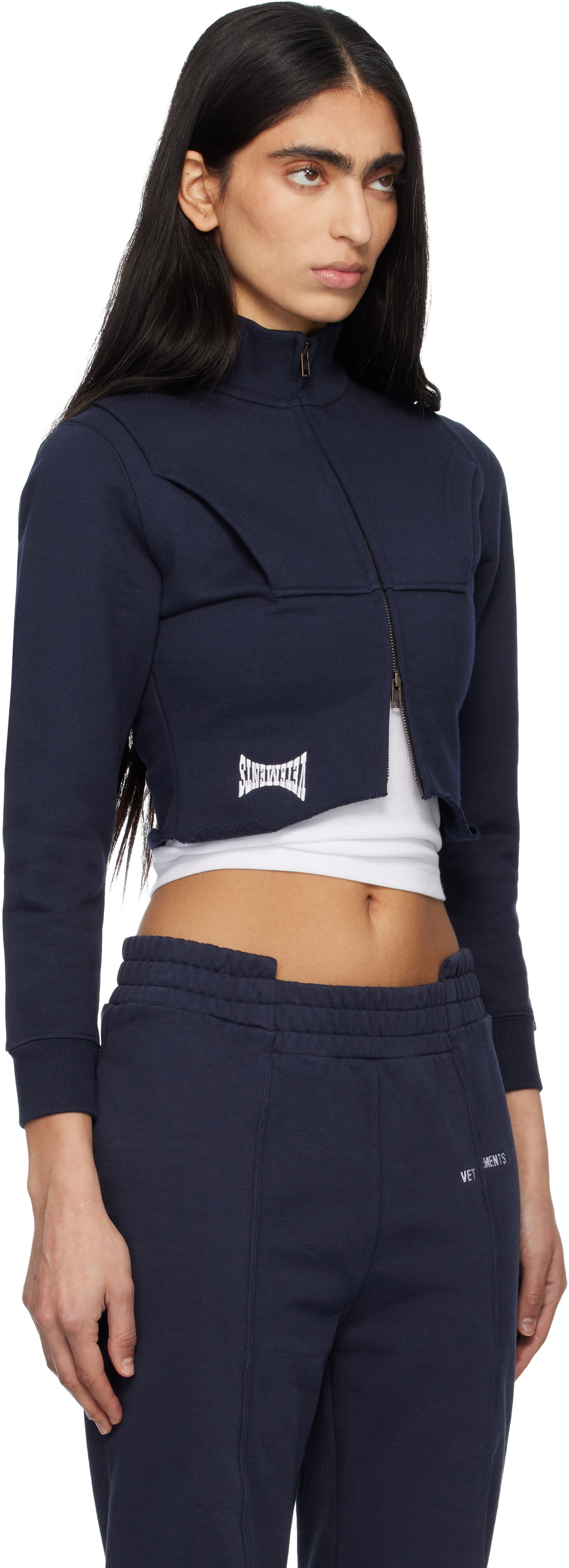VETEMENTS Navy Upside Down Zip Track Jacket