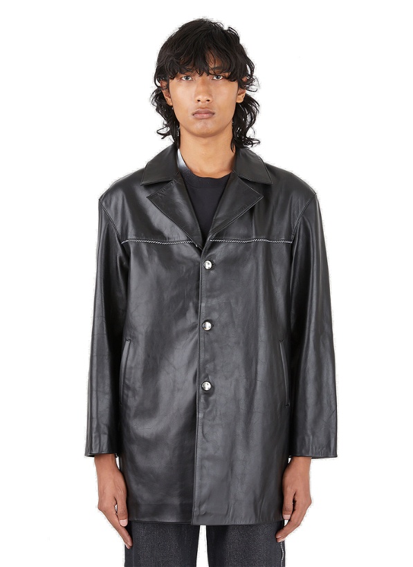 Photo: Leather Overshirt Jacket in Black 