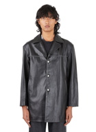 Leather Overshirt Jacket in Black 