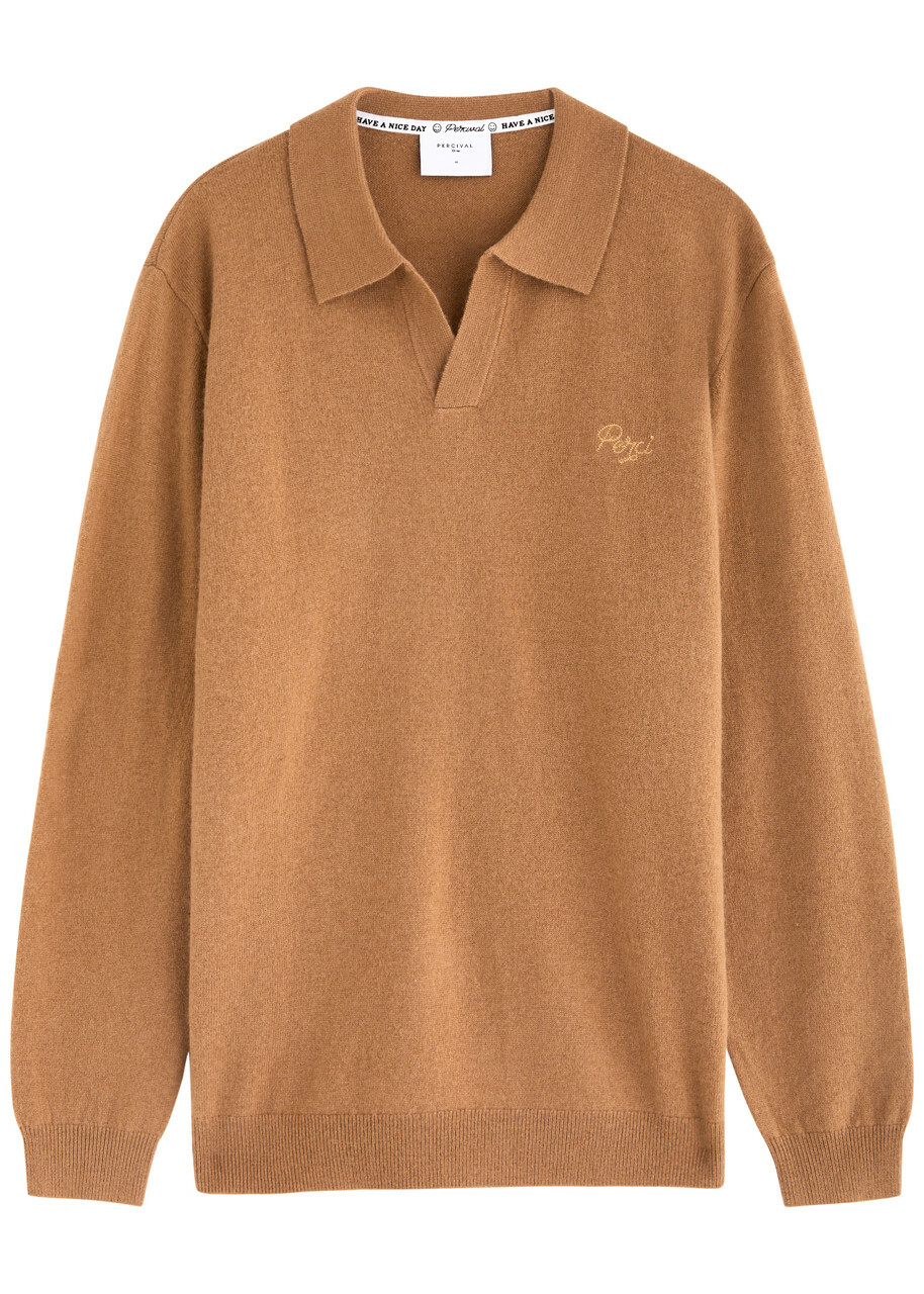 Percival Network Wool-blend Polo Jumper Orange