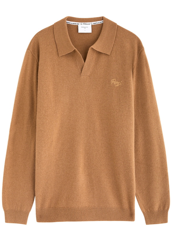 Photo: Percival Network Wool-blend Polo Jumper Orange